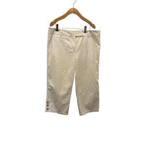 Ann Taylor Womens Signature Fit White Capri Pants Size 14 Cotton Blend